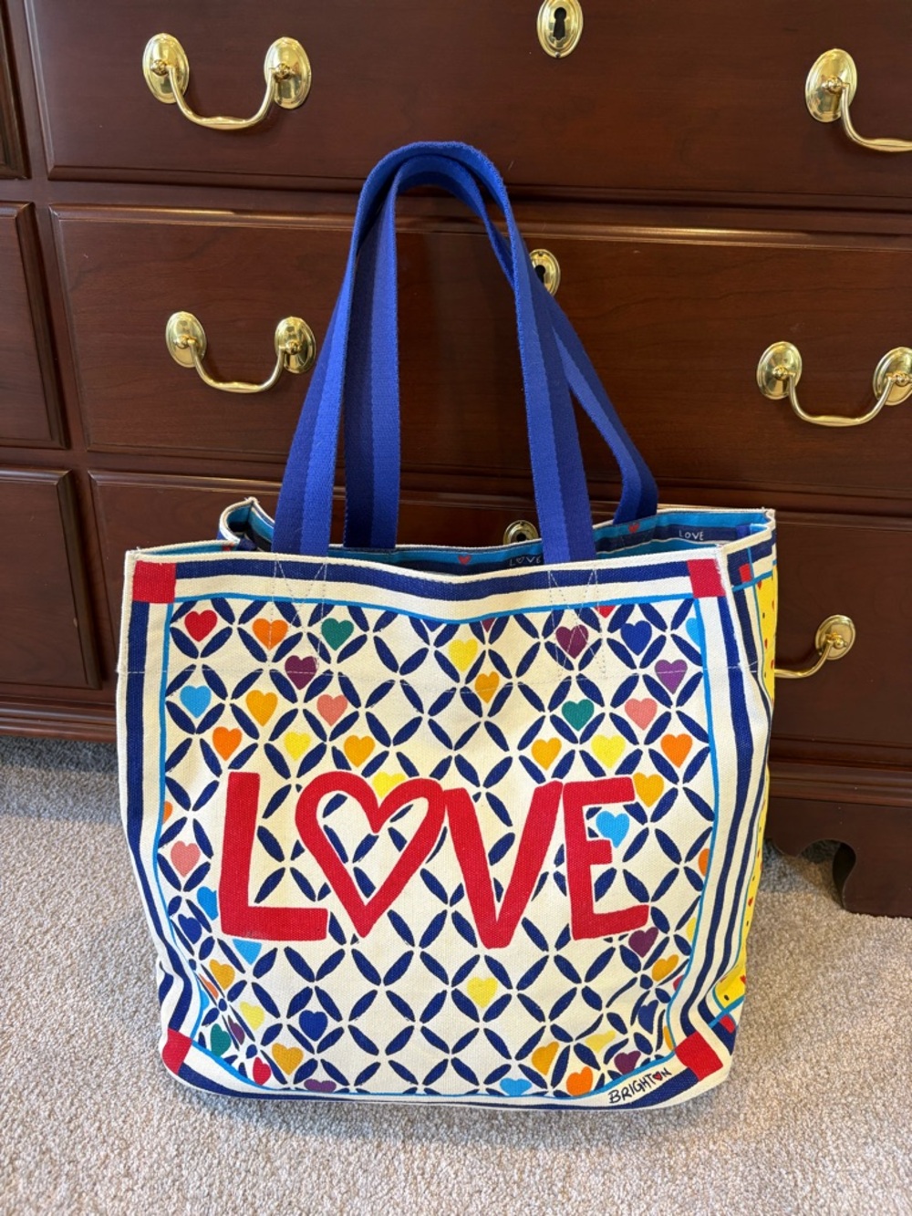 Brighton Multicolor Canvas LOVE Multicolored Tote with Handles